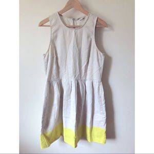 Gap linen dress with bright yellow stripe